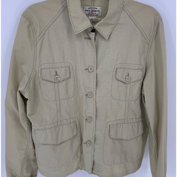 Ralph Lauren Polo Jeans Co. Beige Ripstop Button-Up Utility Jacket - Picture 1 of 15